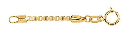 14k Yellow Gold 1.75mm Box Chain, Extender Safety Chain, 1.25"
