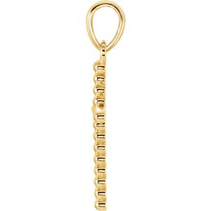 Beaded Cross 14k Yellow Gold Pendant (25.4X17.2 MM)