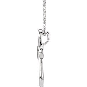 Open Heart Cross Rhodium-Plated 14k White Gold Pendent Necklace 16" and 18" (20.35X4.25 MM)