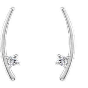 Diamond Ear Climbers, Rhodium-Plated 14k White Gold (.125 Ctw, G-H Color, I1 Clarity)