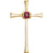 Ruby Inlay Cross 14k Yellow Gold Pendant