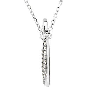 Diamond Initial Letter 'O' Rhodium-Plated 14k White Gold Pendant Necklace, 17" (GH, I1, 1/10 Ctw)