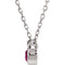 Pink Tourmaline Bezel Birtstone Rhodium Plate 14k White Gold Pendant Necklace, 16"