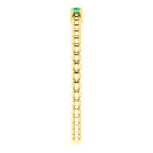 Chatham Created Emerald Beaded Ring, 14k Yellow Gold, Size 6