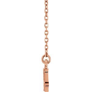 Petite Beaded Bar Necklace, 14k Rose Gold, 16-18"