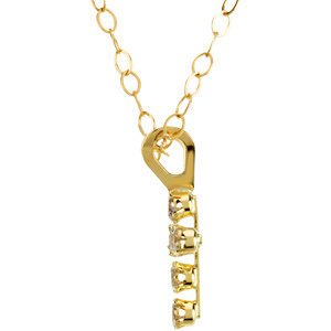 Girl's CZ Cross 14k Yellow Gold Pendant Necklace, 15"