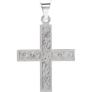 Greek Cross with Ornate Design 14k White Gold Pendant