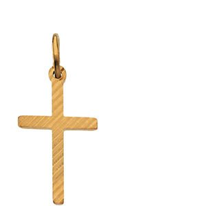 Childrens 14k Yellow Gold Cross Necklace, 16"