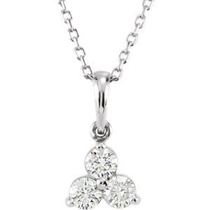 Diamond Three-Stone 14k White Gold Pendant Necklace, 18" (1/3 Cttw)