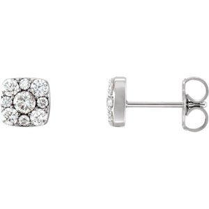 Diamond Square Cluster Earrings, Sterling Silver (.5 Ctw, GH Color, I1 Clarity)