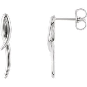 Freeform Drop Earrings, Rhodium-Plated 14k White Gold