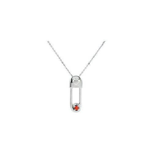 Ruby 'Safe in My Love' Rhodium Plate Sterling Silver Filigree Pendant Necklace, 18"