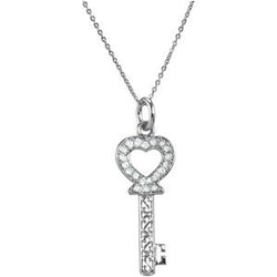 Sterling Silver Key of Love for Daughter Pendant Necklace 18"