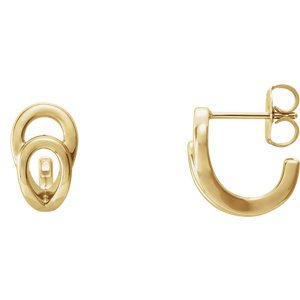 Geometric J-Hoop Earrings, 14k Yellow Gold