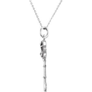 Sterling Silver Key of Strength for a Father Pendant Necklace 18"