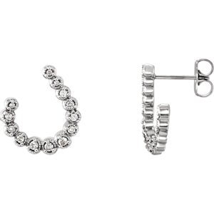 Diamond Crescent J-Hoop Earrings, Sterling Silver (.25 Ctw, GH Color, I1 Clarity)