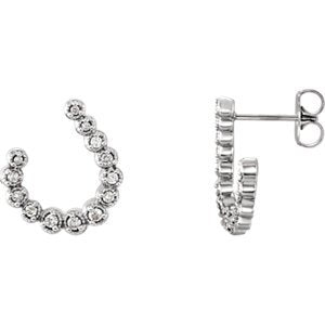 Diamond Crescent J-Hoop Earrings, Rhodium-Plated 14k White Gold (.25 Ctw, GH Color, I1 Clarity)