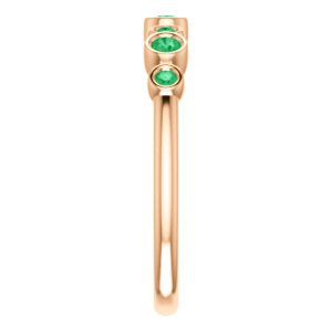 Created Chatham Emerald 7-Stone 3.25mm Ring, 14k Rose Gold