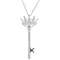 The Men's Jewelry Store (for HER) Diamond Crown Key Sterling Silver Pendant Necklace, 18" (1/8 Cttw)