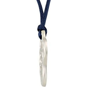 Diamond Pendant in Sterling Silver with Navy Cord, 18" (1/5 Cttw)