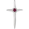 Solitaire Ruby Cross Rhodium-Plated 14k White Gold Pendant (17.75X10MM)