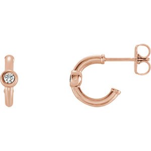 Diamond J-Hoop Earrings, 14k Rose Gold (.125 Ctw, G-H Color, I1 Clarity )