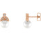 White Freshwater Cultured Pearl and Diamond Earrings, 14k Rose Gold (6-6.5MM) (.07 Ctw, GH Color, I1 Clarity)