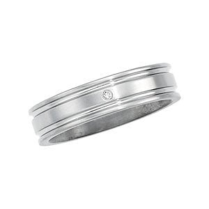 Titanium Diamond 6mm Comfort Fit Band Size 9 (.025 Ct. GH Color, SI1-2 Clarity)