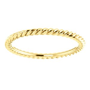 Slim-Profile 1.5mm Rope Trim Comfort-Fit Band, 18k Yellow Gold, Size 5