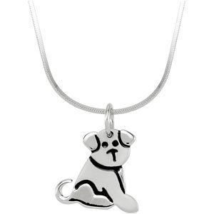 Girl's Sterling Silver Puppy Dog Pendant Necklace, 16"