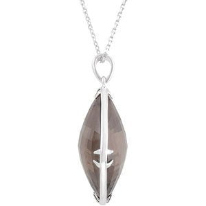 Honey Quartz Antique Square Sterling Silver Necklace, 18"