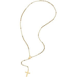 Elegant Rosary 14k Yellow Gold Necklace, 16"