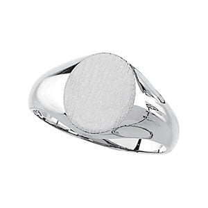 Sterling Silver Oval 12.00X10.00 MM Signet Ring, Size 6 to 7