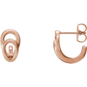 Geometric J-Hoop Earrings, 14k Rose Gold