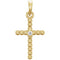 Diamond Beaded Cross 14k Yellow Gold Pendant (.015 Ct, G-H Color, I1 Clarity)