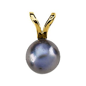 14k Yellow Gold Black Akoya Cultured Pearl Pendant