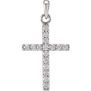 Diamond Cross Pendant, Rhodium-Plated 14k White Gold (0.25 Ctw, Color GH, Clarity I1)