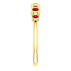 Created Chatham Ruby 7-Stone 3.25mm Ring, 14k Yellow Gold, Size 7