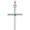 Emerald Inset Cross Rhodium-Plated 14k White Gold Pendant (22.65x11.4MM)