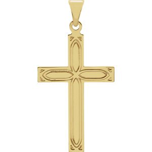 Christian Cross with Embossed Passion Cross 14k Yellow Gold Pendant