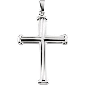 Inlay Cross 14k Palladium White Gold Pendant (34.75X25.0 MM)