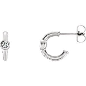 Platinum Diamond J-Hoop Earrings (0.2 Ctw, G-H Color, SI2-SI3 Clarity)
