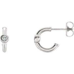 Platinum Diamond J-Hoop Earrings (0.125 Ctw, G-H Color, SI2-SI3 Clarity)