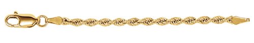 14k Yellow Gold 2.5mm Rope Extender Safety Chain, 2.25"
