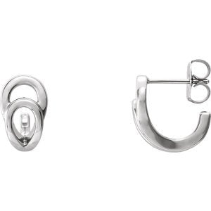 Geometric J-Hoop Earrings, Rhodium-Plated 14k White Gold