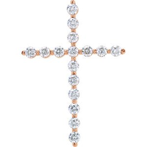 Diamond Cross 14k Rose Gold Pendant (1.625 Ctw, G-H Color, I1 Clarity)
