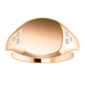 Diamond Closed Back Signet Ring, 14k Rose Gold (.05 Ctw G-H Color I1 Clarity) Size 6.75