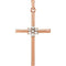 Large 7-Stone Diamond Cluster Christian Cross 14k Rose Gold Pendant (1/10 Ctw) 30.40X16.26MM