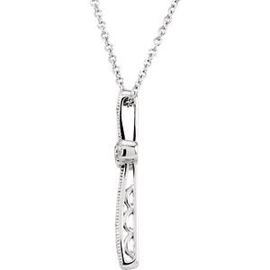 Diamond Cross Rhodium-Plated 14k White Gold Necklace, 18" (.05 Ctw, H+ Color, I1 Clarity)