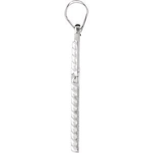 Rope Cross Rhodium-Plated 14k White Gold Pendant (32X20 MM)